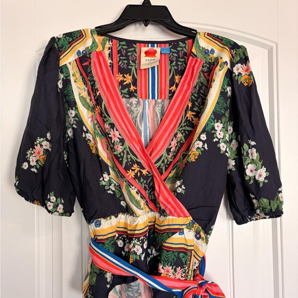Anthropologie Multicolor Floral Striped Blouse